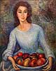 Mujer y plato de fruta - leo s/tela - 61x50 cm - 2.400 €